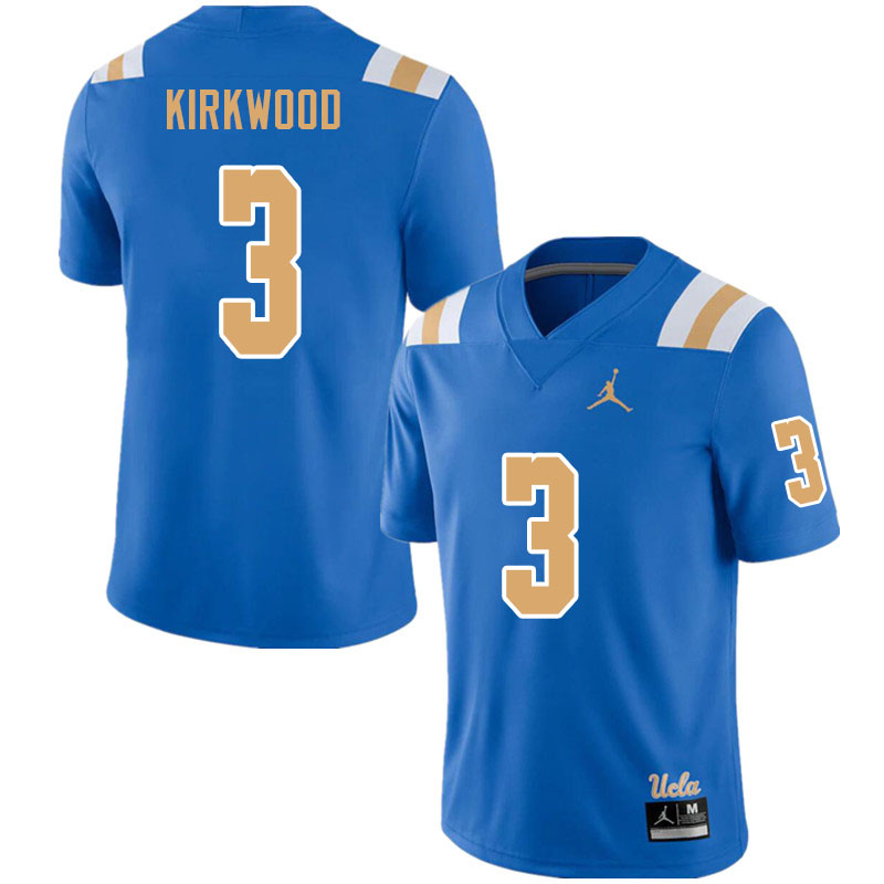 Jordan Brand Men #3 Devin Kirkwood UCLA Bruins College Football Jerseys Sale-Blue - Click Image to Close